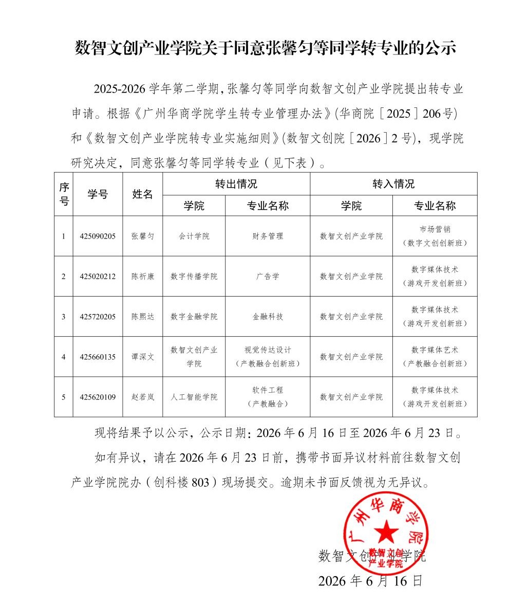 公示|伟德源自英国1946官网2026-2027学年第一学期拟录取转专业员工名单